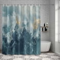 thumbnail image 6 of Bathroom Shower Curtain Navy Blue Light Ocean Waves Waterproof Shower Curtains with Hooks, Abstract Turquoise Layers Bath Curtains Bathtub Curtain Home Decor 36x72in, 6 of 9