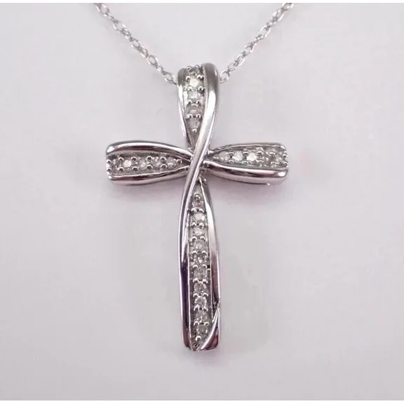 2Ct Round Cut Lab-Created Diamond Women's Cross Pendant 14K White Gold Plated