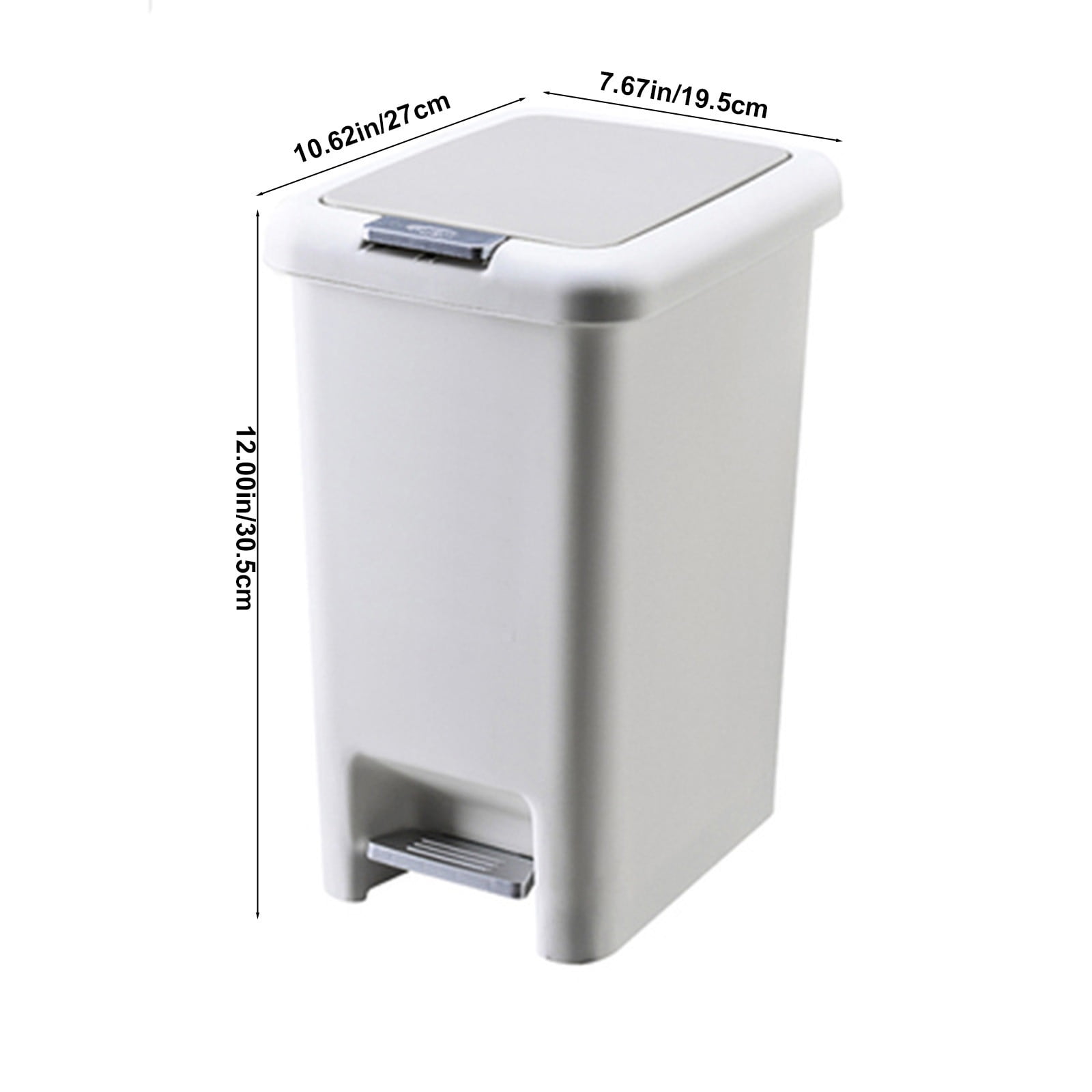 Vxdvou Foot-Operated Trash Can with Lid, Slim Plastic Garbage Bin for Bathroom, Kitchen & Office, Easy Open Pedal Trash Can, 2.1 Gallon Kitchen Trash Can, Gray Home & Kitchen