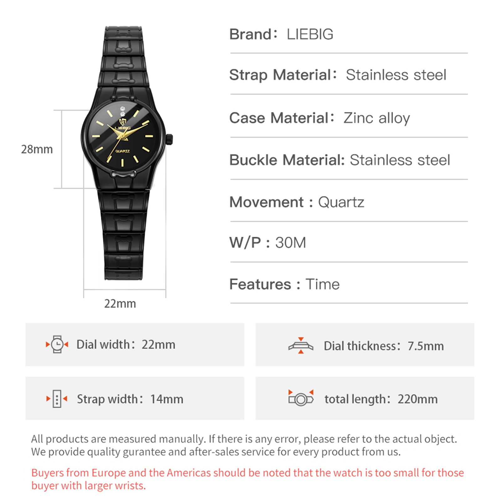 LIEBIG Gold Watches for Women Analog Quartz Business Formal Waterproof Womens Watch