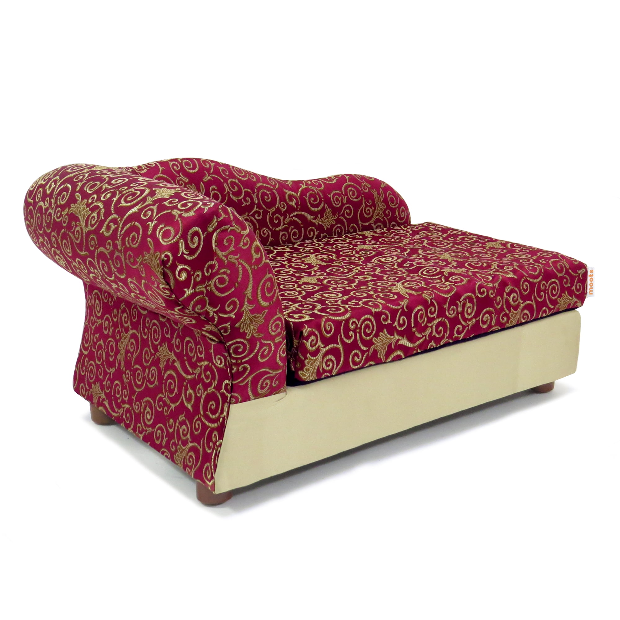 Moots Cleopatra Pet Chaise Lounge Bed Elegant Burgundy Red, Medium