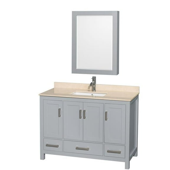 48 in. Sheffield Single Bathroom Vanity in Gray with White Carrera Marble Countertop - Undermount Square Sink & No Mirror