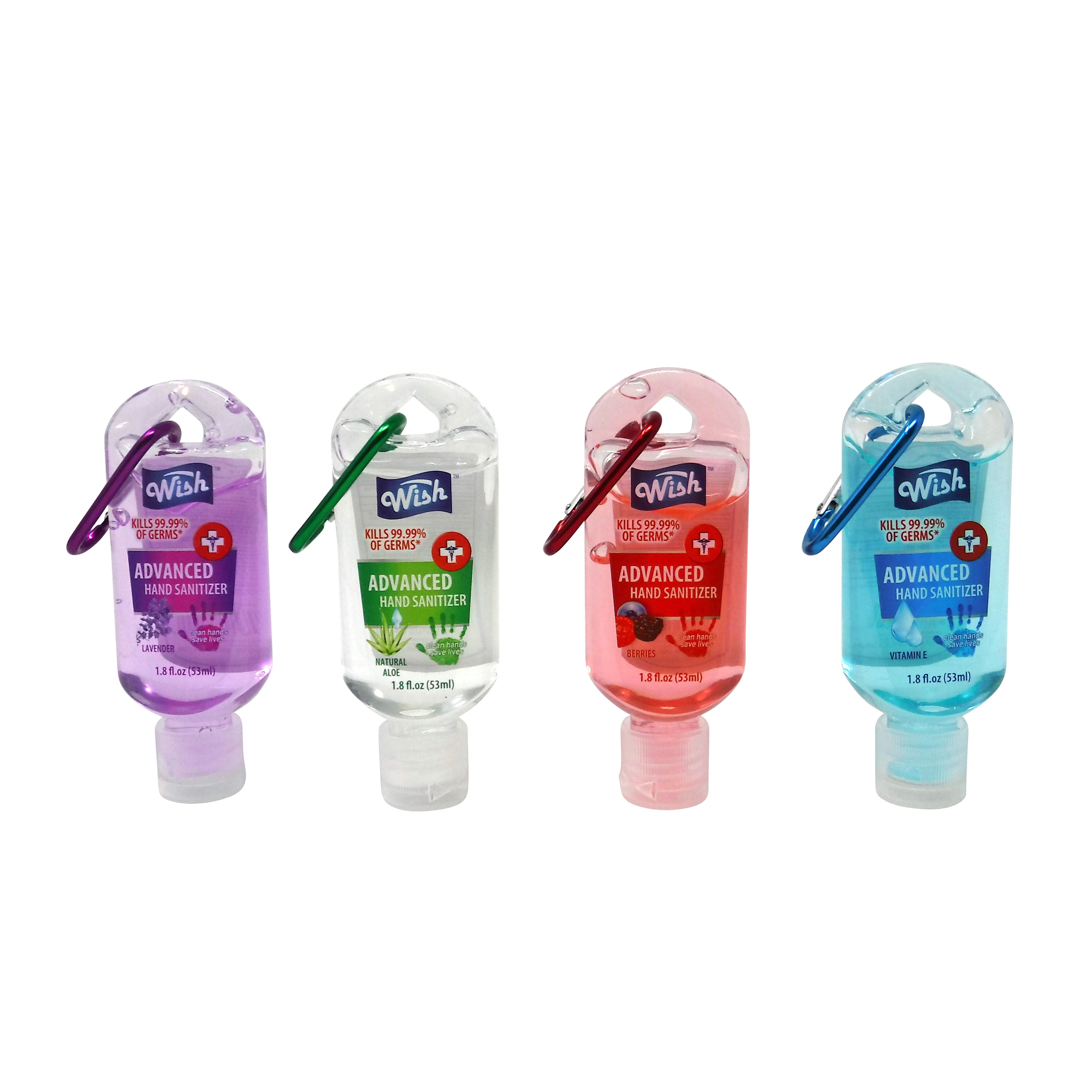 Clip On Hand Sanitizer 4 Pack Assorted Scents with Carabiner Clips