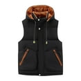 thumbnail image 3 of Zedker Winter Puffer Vest for Men with Hooded Lightweight Winter Coat for Men Padded Vest Warm Hooded Thick Vest Tops Jacket Black L, 3 of 6