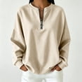 thumbnail image 2 of NominalSnug Womens Fleece Sweatshirts with Pockets Half Zip Cotton Pullover Tops Quarter Zipper Hoodies Fall Winter Clothing, 2 of 8