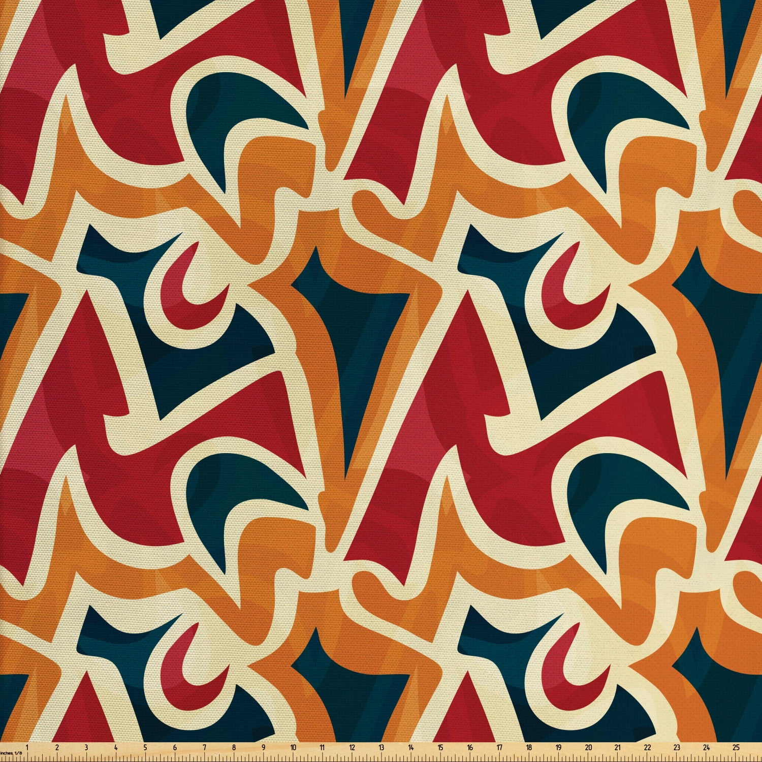 Abstract Fabric by The Yard, Grungy Chaotic Pattern with Graffiti Art