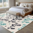 thumbnail image 4 of 5'x8' Area Rugs, Aqua Grey Botanical Indoor Outdoor Area Rug for Living Room Bedroom, Rustic Country Spring Floral Summer Leafv Washable Bathroom Rugs Kitchen Floor Carpet Mats Home Decor Aesthetic, 4 of 8