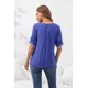 thumbnail image 5 of Blusa informal de manga corta con borlas y bordado bohemio mexicano de verano para mujerRoyal BlueX-Large, 5 of 5
