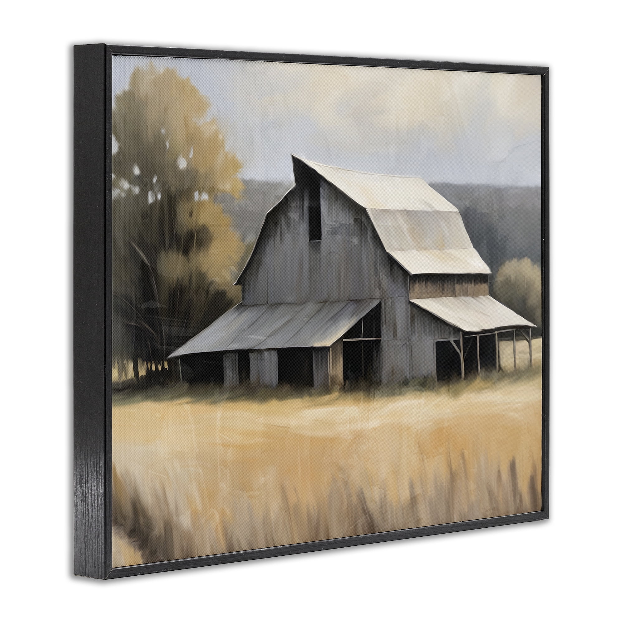 Stupell Industries In The Field Farm Structure Black Framed Giclee Art, design by Kim Allen