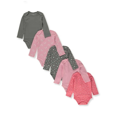 

Hanes Baby 5-Pack L/S Hooded Bodysuits - charcoal/pink 0 - 6 months (Newborn)