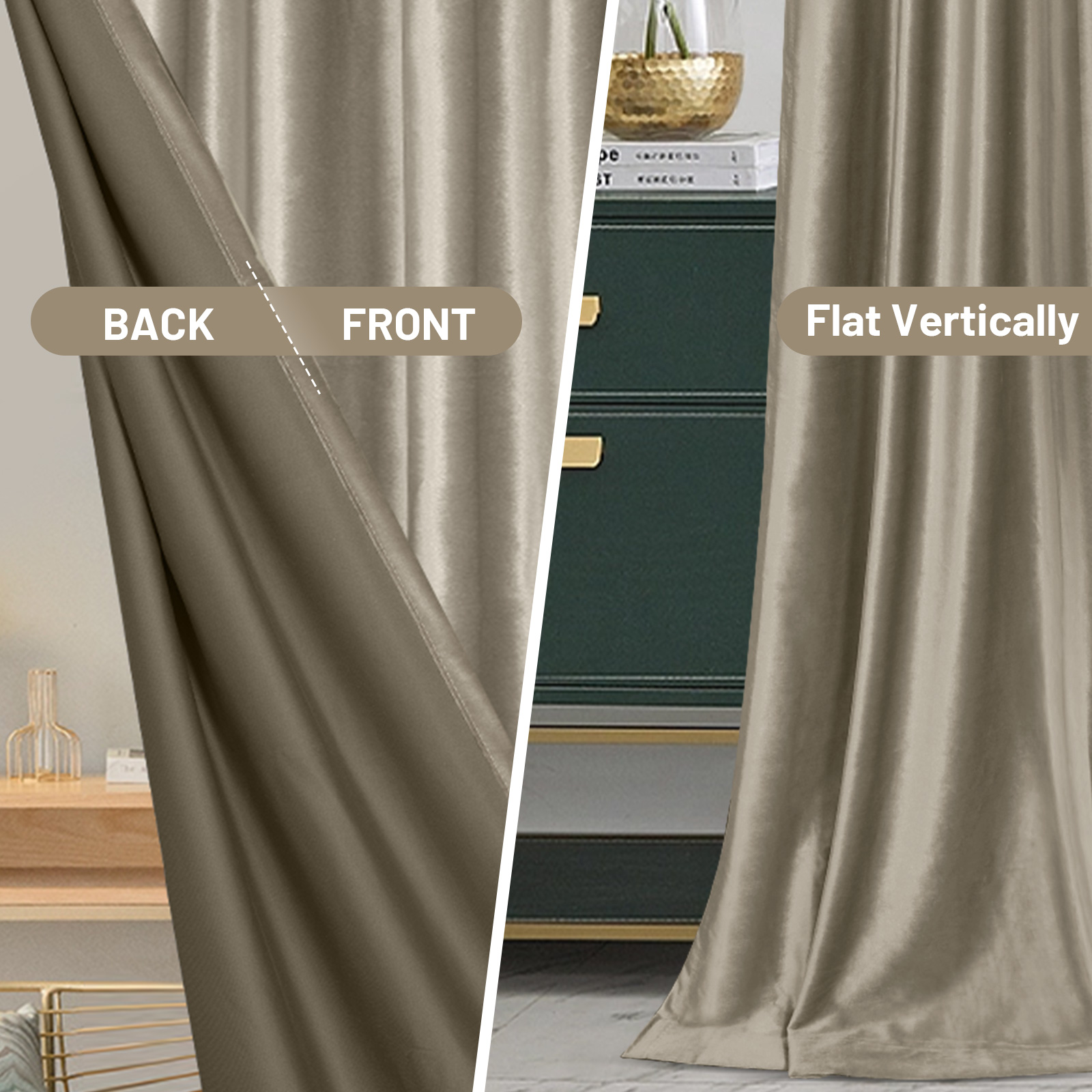 Lapalife 2 Panels Luxury Blackout Velvet Curtains, 84 inches Length Rod Pocket Thermal Insulated Soft Elegant Window Curtains for Bedroom Living Room, Taupe