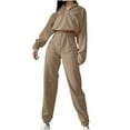thumbnail image 1 of MeetoTime Womens Fleece 2 Piece Outfits Lounge Sets Crop Half Zip Sweatshirt and Jogger Pant Sweatsuits, 1 of 8