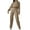 Khaki, variant on Women Two Piece Outfits Sets Solid Color Tracksuits Half Zip Long Sleeve Top Pant Sweatsuit Cotton Sweatpants Suit (Black L)