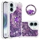 thumbnail image 1 of Funda para iPhone 16 Plus con Brillo Líquido Flotante, Purpurina, Parachoques y Anillo Giratorio Soporte, 1 of 5