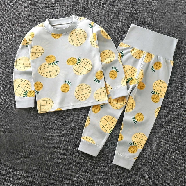 RXIRUCGD Two Piece Set Of Printed Conditioning Clothes For Boys And Girls Pajamas Printed Set Newborn Underwear Set( Gray, Size:2 Years )