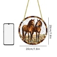 thumbnail image 3 of pstuiky Adorno colgante de disco acrílico plano 2D con forma de caballo de crin roja del desierto para ventana o porche exterior., 3 of 9