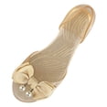 thumbnail image 5 of Bmisegm Ladies Summer Pearl Bow Jelly Beach Large Size Flat Transparent Sandals Single Shoes Womens Sandals Summer Beige 8.5, 5 of 5