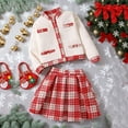 thumbnail image 2 of Afdoent Girls Clothes Fashion Christmas Girls Holiday Dress Elegant Long Sleeve Top And Plaid Skirt Two Piece Outfit For And Party Celebrations 9-10 Years, 2 of 7