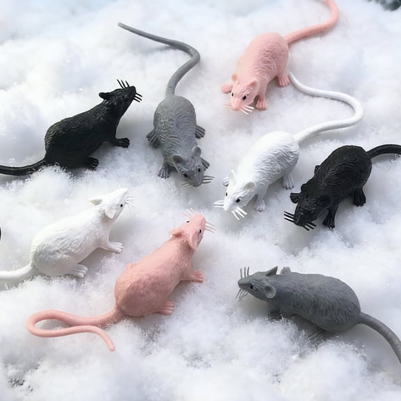 BESTYASH 24-Piece Cute Mouse Figurines Set, Plastic Mouse Statues for Desktop, Cabinet, Shelf, and Home Decor Display