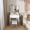 White, variant on Small Makeup Vanity Desk Sets with LED Mirror and Power Outlet, 3 Drawers and Chair for Bedroom,Antique brown