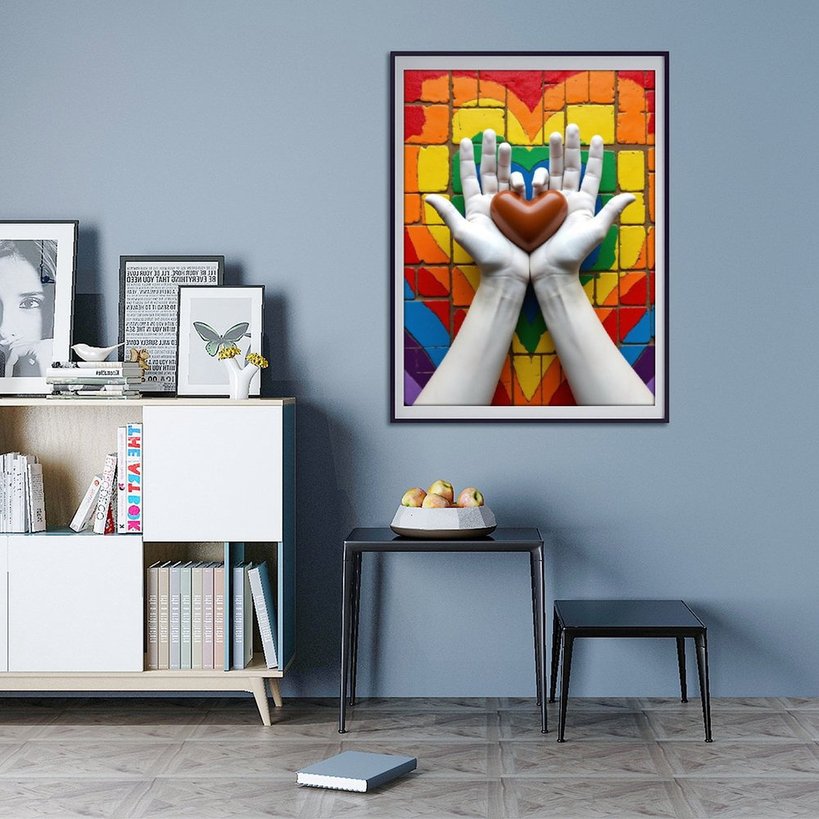 Diamond Art Kit for Adults, Colorful Hands Heart Mosaic Artwork Diamond Painting for Adults Beginners, DIY Diamond Art Painting Kits, 5D Diamond Painting Crafts for Home Decor 12x16 Frameless