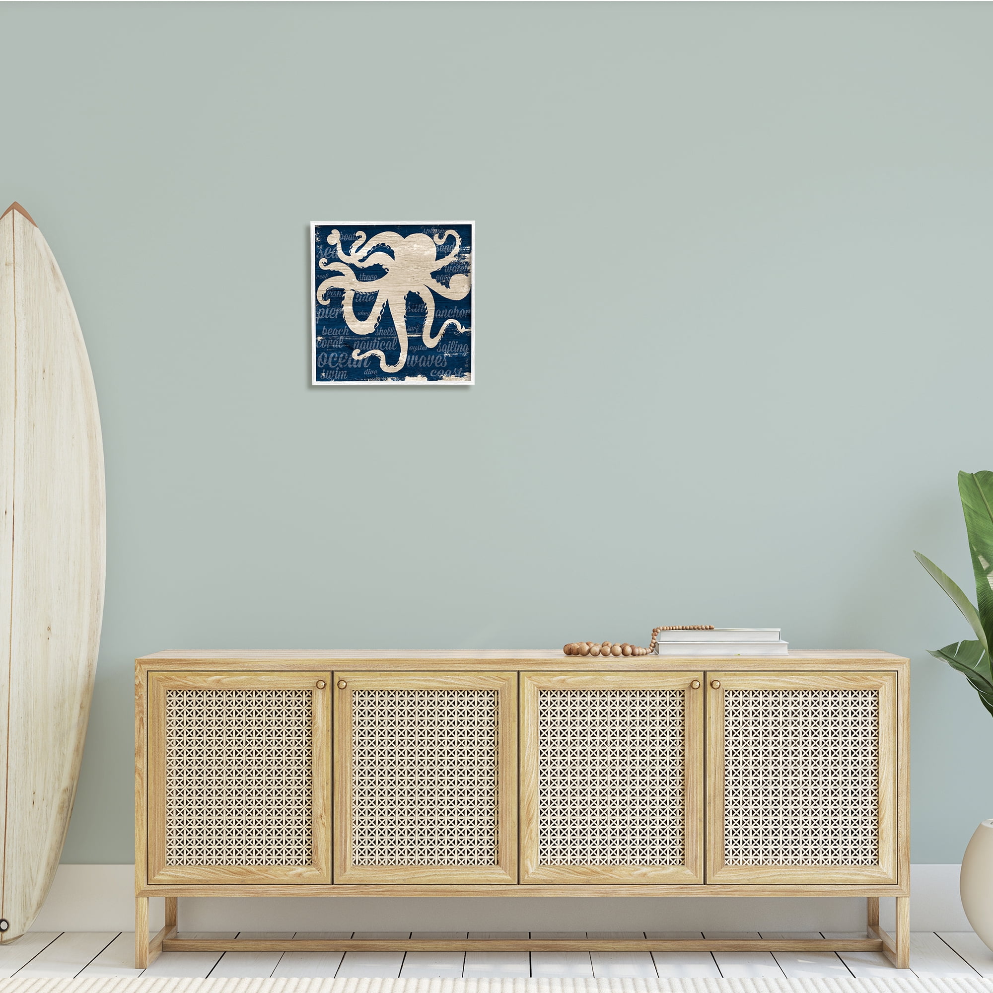 Stupell Industries Nautical Rustic Octopus Aquatic Animal Beach Fun Phrases, 17 x 17, Design by Gina Ritter