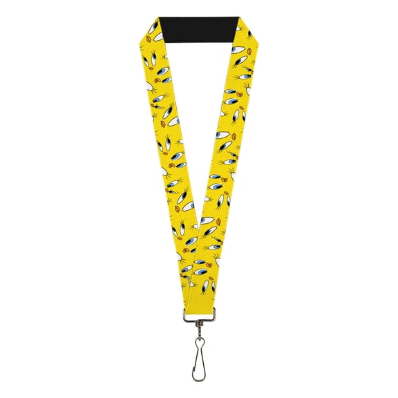 Looney Tunes Lanyard, Tweety Expression and Eyes Scattered Yellow, Elastic