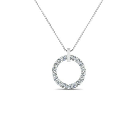 Circular Jewelry - Circular Diamond Necklace For Women 0.15 Carat Round Cut In 14K White Gold
