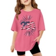thumbnail image 1 of FYDUU T-Shirts Filles 4 Juillet T-Shirts Été T-Shirts Oversize T-Shirts Graphiques Jour de l'Indépendance T-Shirts Col Rond Manches Courtes Hauts Décontractés T-Shirts Tendance Fête, 1 of 4