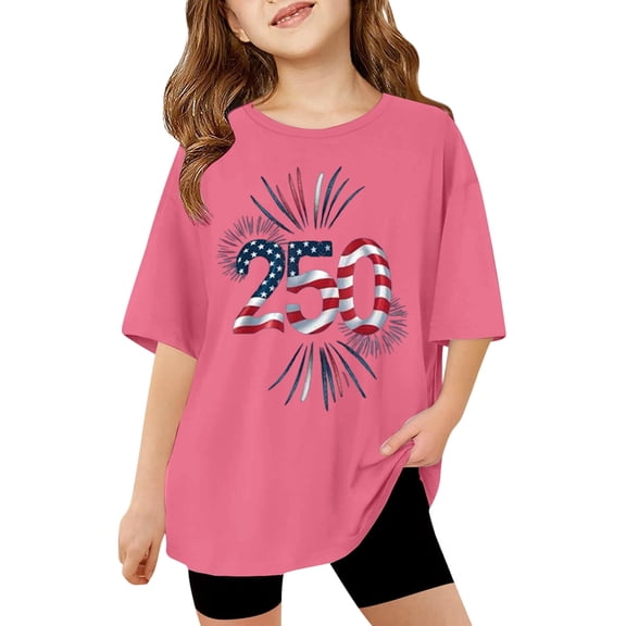 Graphic Print Girls Casual Tees Shirts Kids Youth Fashion Apparel Clothes