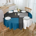 thumbnail image 2 of Geometry Blue Abstract Waterproof Tablecloth Tea Table Decoration Round Table Cover for Kitchen Wedding Party Home Dining Room, 2 of 5