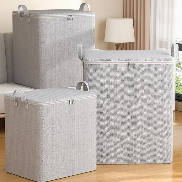 JASKFLY Storage Bag Large Non-Woven Zipper Storage Bag for Clothes Travel Moving Quilt Foldable Basket with Handles 1 Pack,Home Storage|Non-Woven Fabric,As Show