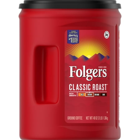 Folgers Classic Medium Roast Ground Coffee, 48 Oz, Can
