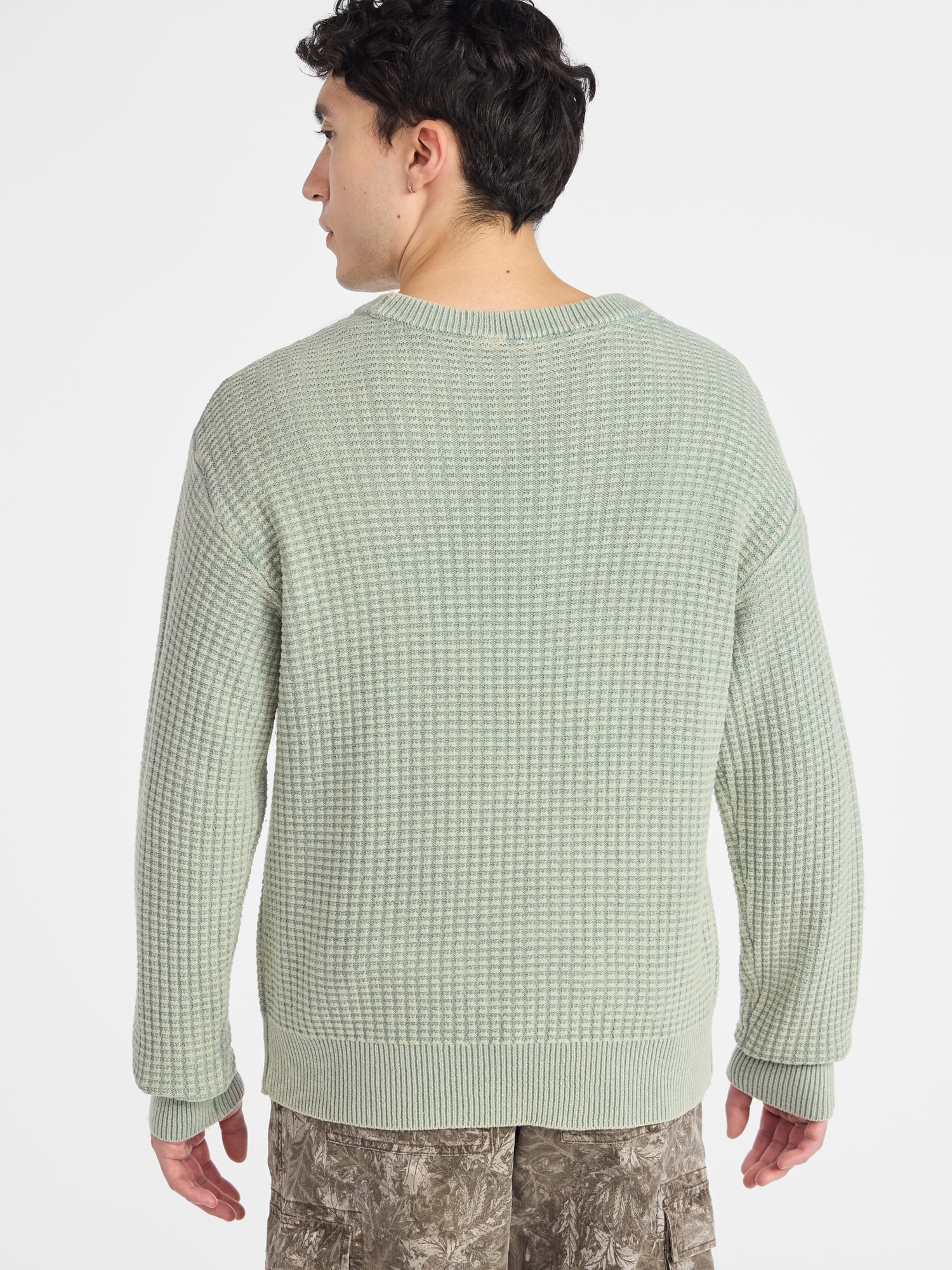 No Boundaries Men's & Big Men's Thermal Stitch Crewneck Sweater, Midweight, Sizes XS-3XL