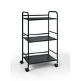 thumbnail image 3 of SunnyPoint 3-Tier Rolling Utility Storage Cart – Metal, Minimalist Design, Mobile Organizer for Kitchen, Office & Home – Black, 3 of 8