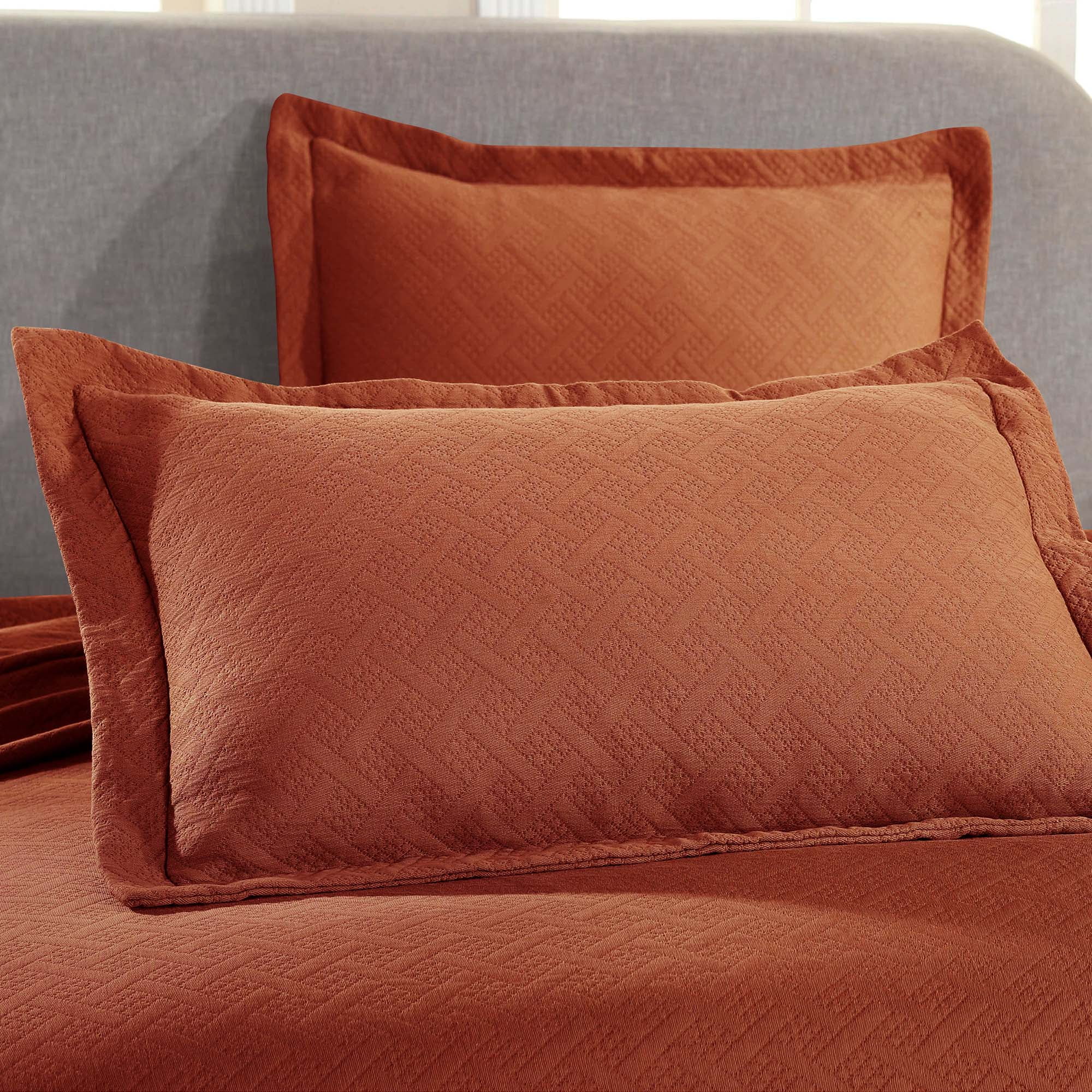 Superior Basket Weave 3 Piece Decorative Cotton Bedspread, Lightweight Bedding Set, Full Size, Mandarin