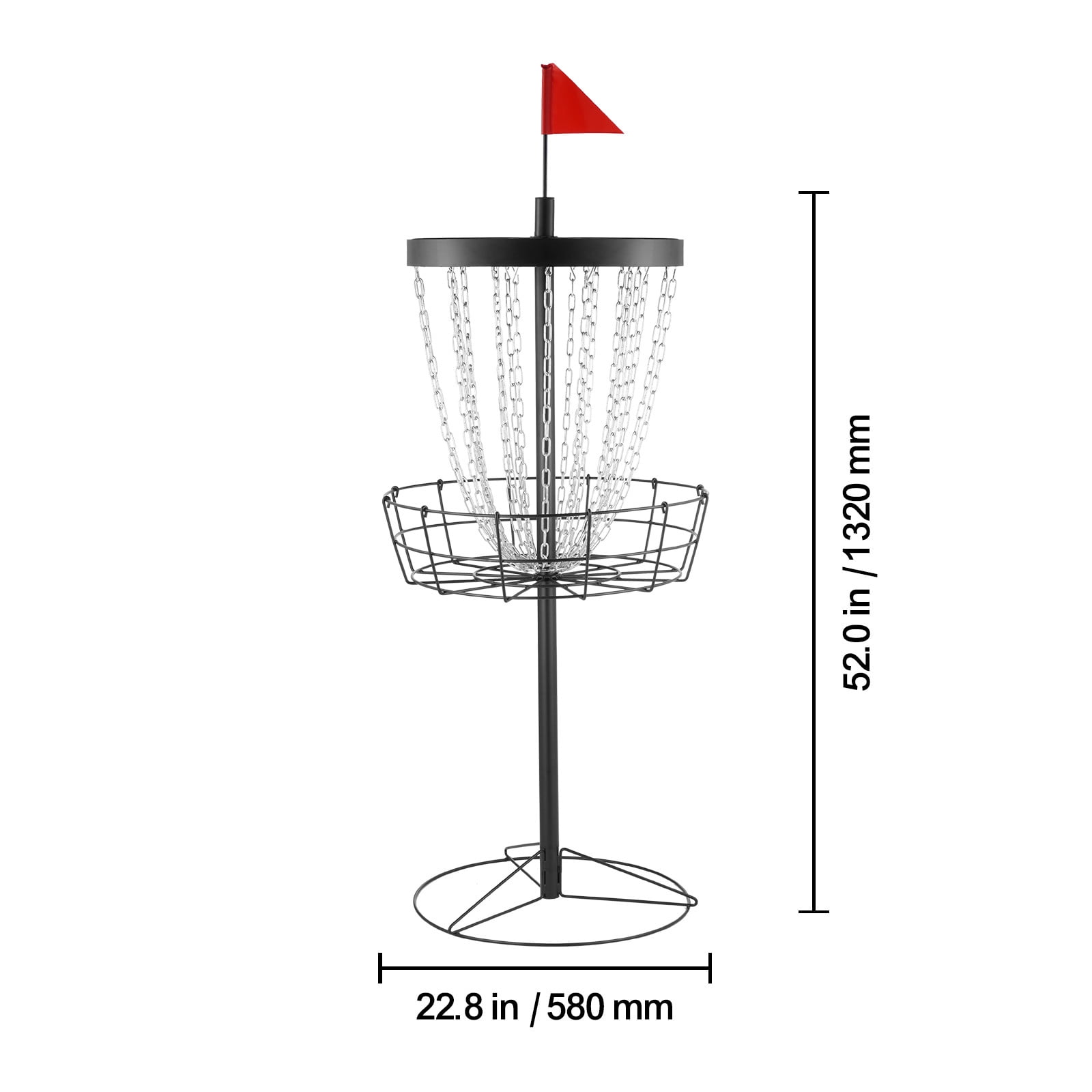KFFKFF 24-Chains Disc Golf Basket Portable Disc Golf Catcher Black Hole Practice