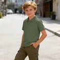 thumbnail image 6 of Tsesme 3 Pack Boys Button Short Sleeve Shirts, Kids Basic Collared Uniform Tops, Breathable Casual Back to School Tops 10T, 6 of 9