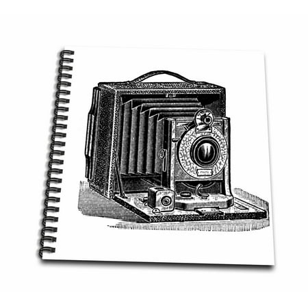 3dRose Black and white vintage camera ink and pen drawing print. old-fashioned photography photographer - Drawing Book, 8 by 8-inch