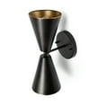thumbnail image 6 of Mercana Eris II 7.3x12.6 Black Metal w/Gold Accent Double-Cone Wall Sconce, 6 of 7