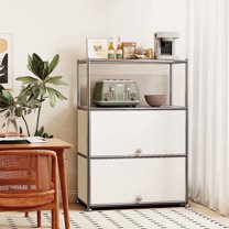 Innovaze 4-Tier Metal Accent Storage Cabinet with Adjustable Shelf, Metal Organizer for Home ,Apartment & Office, White