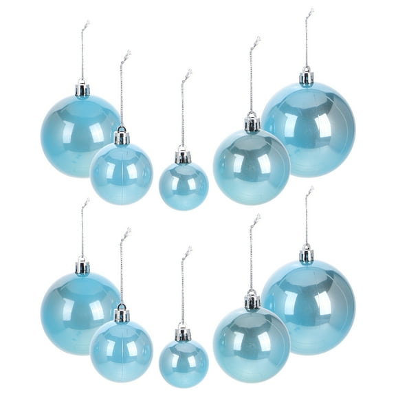 37pcs Light Blue Plastic Christmas Ball Ornaments Small Shatterproof Hanging Decorations Set for Xmas Tree Garland
