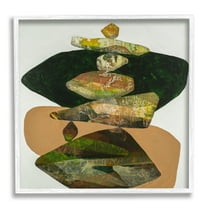 Stupell Stacked Rocks Contemporary Nature Abstract Painting White Framed Art Print Wall Art