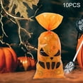 thumbnail image 6 of Tachiuwa 10Pcs Halloween Favor Bags Candy Bags Multifunction Flat Bags Halloween Trick or Treat Bags Pumpkin Smile Pattern for Cookies yellow, 6 of 9