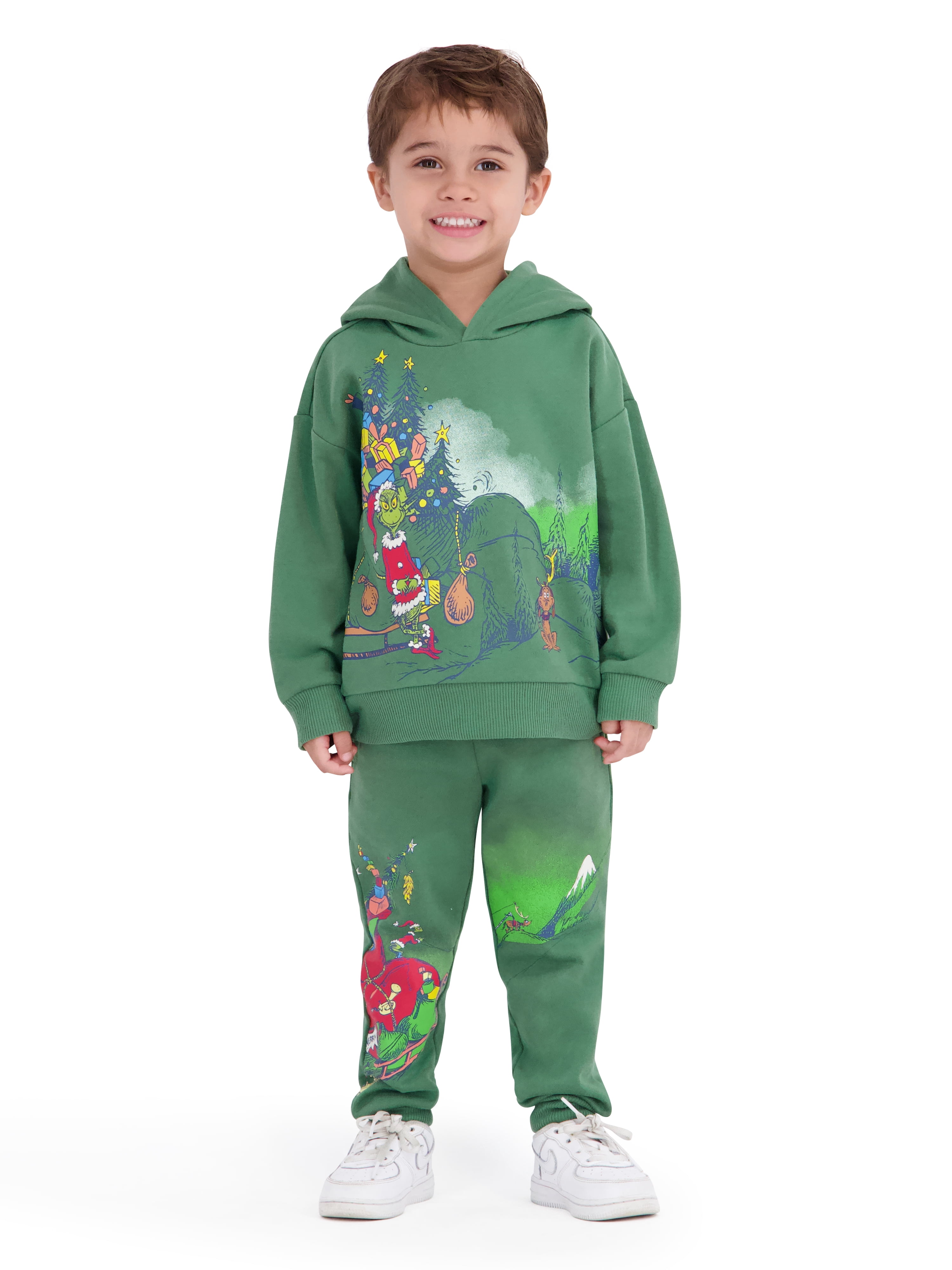 Dr. Seuss The Grinch Toddler Boy Green Hoodie and Jogger Set, Sizes 12M-5T