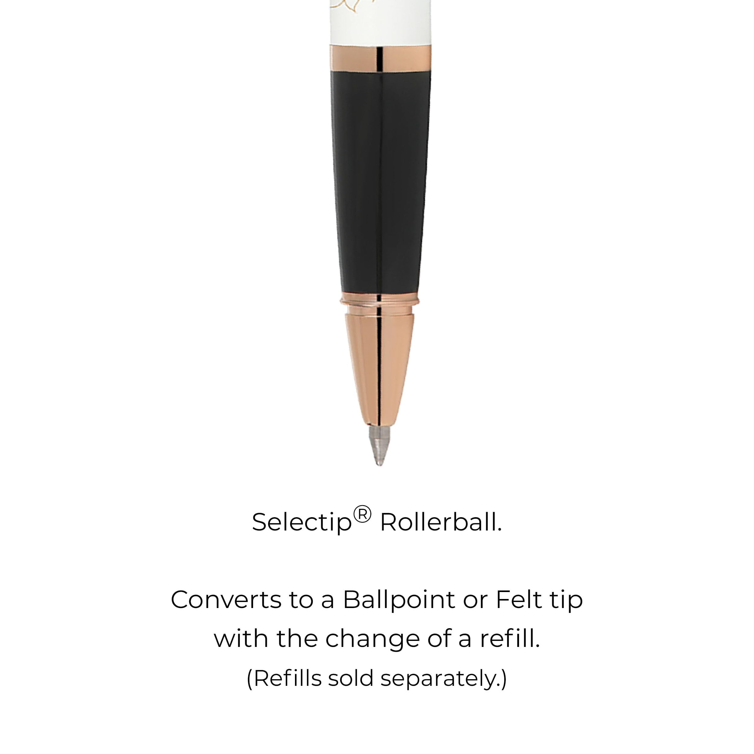 Cross Bailey™ Year of the Dragon Pearlescent White Lacquer Rolling Ball Pen with rose gold appointments