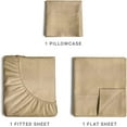 thumbnail image 3 of CGK Linens 3-Piece Ultra Soft & Comfy Hotel Luxury Sheet Set - Twin Size Cooling Bed Sheet Fits 8"-16" Mattresses, Heathered Tan, 3 of 7
