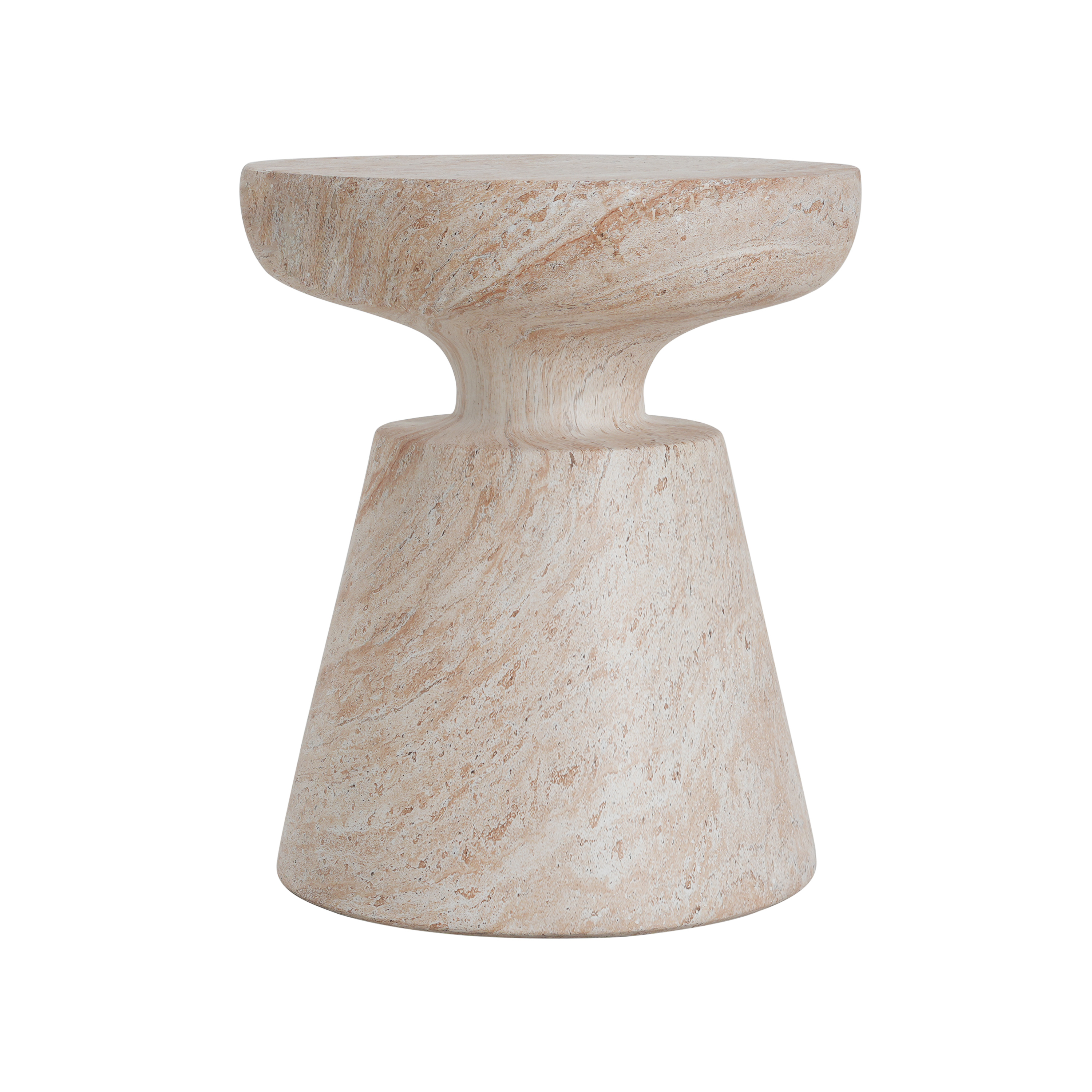 Side Table, Outdoor Indoor Lightweight Concrete Table for Patio Balcony Garden, Travertine Finish