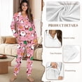 thumbnail image 6 of DISNIMO Womens Pajama Sets Santa Claus Tree Print Women's Button Down Nightwear Pj Sets Long Sleeve Button Down Sleepwear with Long Pajama Pants Christmas Loungewear Nightwear, 6 of 7