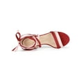 thumbnail image 4 of BLISSFUL STEP Sandales à Lacets à Talon Bloc Coloré à Bout Ouvert pour Femmes Rouge Rose (Taille 7,5), 4 of 6
